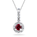 0.14 Cts Diamond & 1/4 Cts Ruby Pendant in 18K White Gold