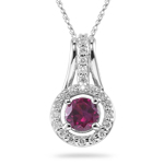 0.33 Ct Diamond & 1.00 Cts Ruby Pendant in 14K White Gold