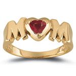 0.30 Cts of 4 mm AA Ruby Solitaire Heart MOM Ring in 14K Yellow Gold