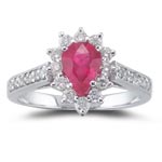 0.44 Cts Diamond & 1.16 Cts Ruby Ring in 18K White Gold