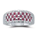 1/4 Cts Diamond & 0.65 Cts Ruby Ring in 14K White Gold