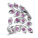 0.80 Ct Ruby Leaf Filigree Ring in Silver