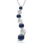 1.00 Ct Blue Sapphire & 0.015 Ct Diamond Journey Pendant in 14K Gold