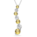 1.00 Ct Yellow Sapphire & 0.015 Ct Diamond Journey Pendant in 14K Gold