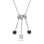 1/10 Ct Diamond & Blue Sapphire Necklace in 14K White Gold