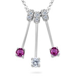 1/10 Ct Diamond & Pink Sapphire Necklace in 14K White Gold