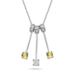1/10 Ct Diamond & Yellow Sapphire Necklace in 14K White Gold
