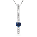 0.12 Ct Diamond & 2/3 Ct Blue Sapphire Pendant in 14K White Gold