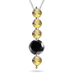 2.20 Ct Black Diamond & Yellow Sapphire Five Stone Pendant - 14KW Gold