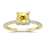 1/2 Cts Diamond & 0.95 Cts Yellow Sapphire Ring in 14K Yellow Gold