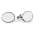 Brite Beaded Edge Oval Men's Cufflinks in Sterling Silver