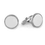 Beaded Border Round Men's Cufflinks in Sterling Silver