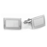 Striped Rectangular Emerald Men's Cufflinks in Sterling Silver