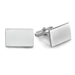 Bordered Rectangular Emerald Men's Cufflinks in Sterling Silver