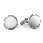 Rope- Border Round Men's Cufflinks in Sterling Silver