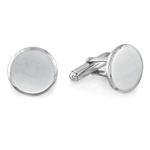 Shinny Beveled Edges Round Men's Cufflinks in Sterling Silver