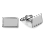 Rectangular Satin Finished Emerald Men's Cufflinks in Sterling Silver