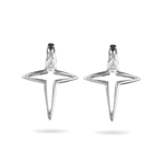 0.05-0.10 Cts  SI2 - I1 clarity and I-J color Diamond Dangle Cross Earrings in 18K White Gold