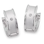 0.01-0.02 Cts  SI2 - I1 clarity and I-J color Diamond Two-Tone Huggie Earrings in Silver