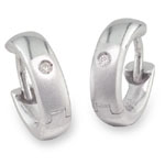 0.02 Cts Diamond Two-Tone Border Huggie Earrings in Silver