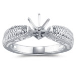 Filigree Solitaire Ring Setting in 18K White Gold