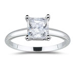 Princess Solitaire Ring Setting in 14K White Gold