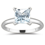0.69 Cts Sky Blue Topaz Solitaire Ring in 14K White Gold