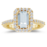 0.50 Cts Diamond & 4.37 Cts Sky Blue Topaz Ring in 18K Yellow Gold