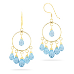 12.50 Cts Sky Blue Topaz Earrings in 18K Yellow Gold