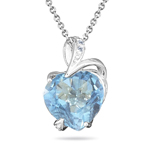 0.02 Ct Diamond & 4.60 Ct Sky Blue Topaz Heart Pendant- 14K White Gold