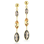 2.20 Ct Smokey Quartz & 1.00 Ct Citrine Drop Earrings- 14K Yellow Gold