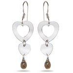 1.00-2.00 Cts Smokey Quartz Duet Heart Earrings in Sterling Silver