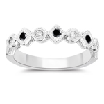 0.20 Cts Black & White Diamond Filigree Stack Band in 14K White Gold