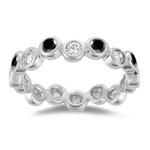 0.69 Cts Black & White Diamond Band in 14K White Gold