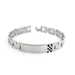 Onyx and Mother of Pearl Checkboard Men's Bracelet in Stainless Steel