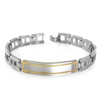 Men's Two Tone Gold Plate Bracelet in Stainless Steel