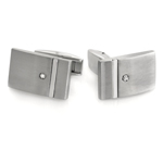0.01-0.02 Cts SI2-I1 clarity & I-J color Diamond Men's Cufflinks in Brush-Finished Stainless Steel