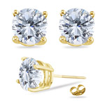 1.00 Ct 5 mm H-SI Round Diamond Stud Earrings in 18K Yellow Gold