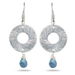 2.00 Cts Swiss Blue Topaz Circle Drop Earrings in Sterling Silver