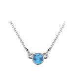 0.60 Cts Round Swiss Blue Topaz Necklace in 18K White Gold