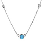 0.10 Ct Diamond & 0.60 Ct Swiss Blue Topaz Necklace in 18K White Gold