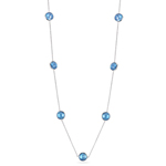 17.65 Cts Swiss Blue Topaz Yard Necklace in 14K White Gold