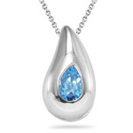 0.50 Cts of 6x4 mm AA Pear Swiss Blue Topaz Drop Pendant in Silver