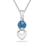 0.25-0.39 Cts of 4 mm AA Round Swiss Blue Topaz Heart Pendant in Silver