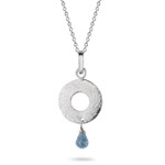1.00 Ct Swiss Blue Topaz Circle Drop Pendant in Sterling Silver