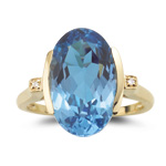 0.01 Ct Diamond & 8.90 Cts Swiss Blue Topaz Ring in 14K Yellow Gold