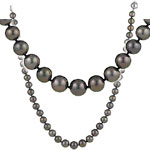 Tahitian Cultured Pearl Graduated Necklace in 18K White Gold