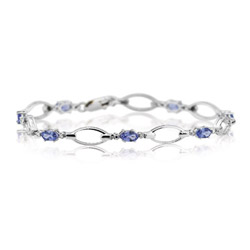 0.01 Cts Diamond & 1.70 Cts Tanzanite Bracelet in 14K White Gold