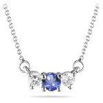 4 mm Tanzanite & 1/4 Cts Diamond Pendant in 18K White Gold