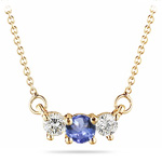 4 mm Tanzanite & 1/4 Cts Diamond Pendant in 18K Yellow Gold